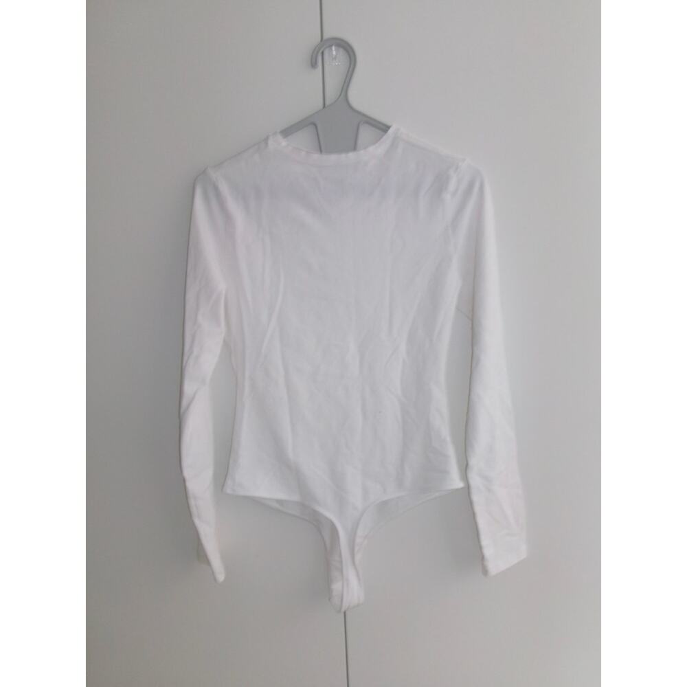 Quince White Crew Neck Long Sleeve Bodysuit - Picture 3 of 4